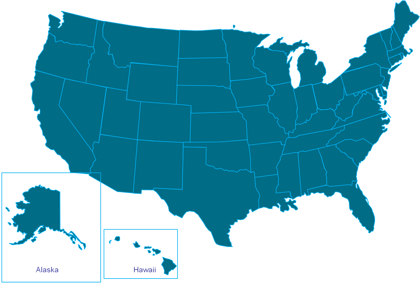 Blank map of the US